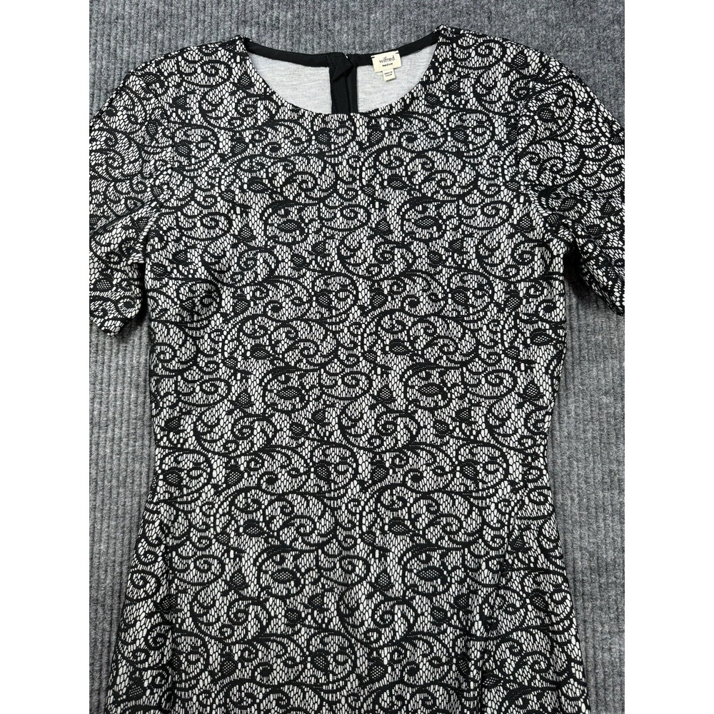 Wilfred Dress Womens Medium Black White‎ Lace Sheath Short Sleeve Whimsy Elegant